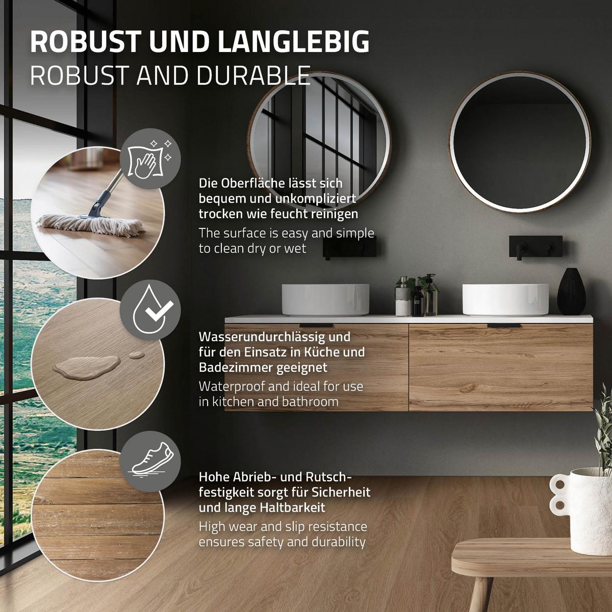 VINYLBODEN Click 7,7m²/35 Dielen Golden Hour Eiche - Hellbraun, Kunststoff (122/18/0.42cm) - ML-DESIGN
