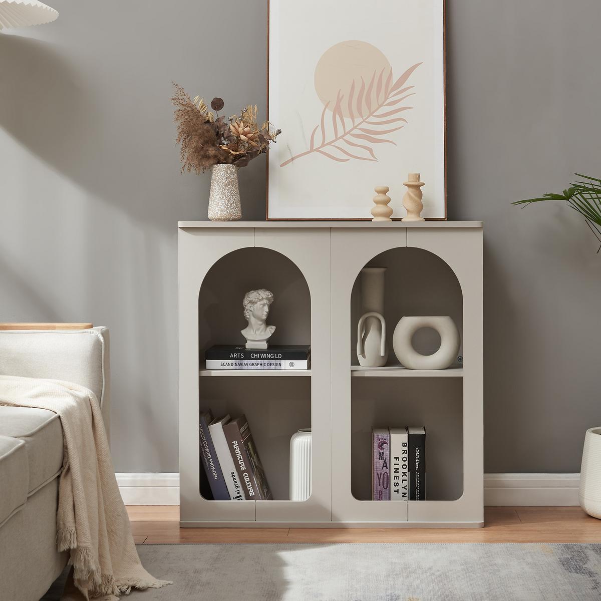 SIDEBOARD Trorhun - Grau, Holzwerkstoff (30/80/80cm) - [en.casa]
