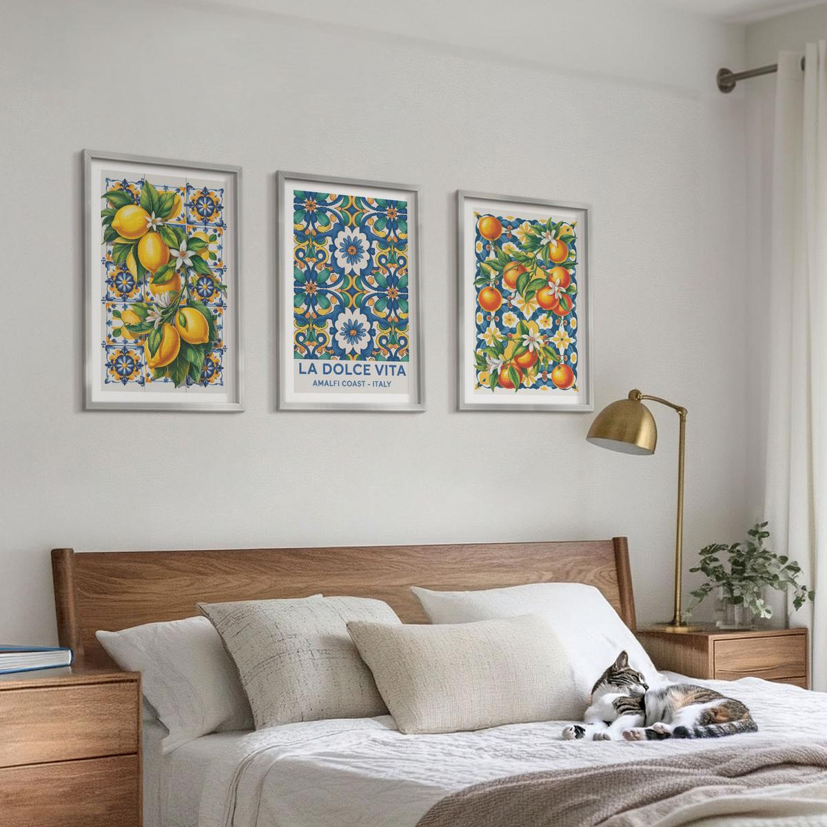 BILDER SET 3er Set - 40x60 cm Silberner Rahmen - Zitrusfarbene abstrakte - Silberfarben, Kunststoff (40/60cm) - TULUP