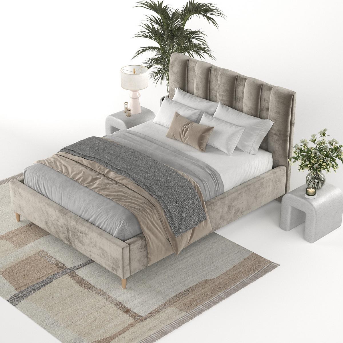 POLSTERBETT Loom 120/200 cm Beige im Lotta Stoff - Beige/Naturfarben, Holz/Holzwerkstoff (120/200cm) - AltaBeds