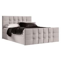 BOXBETT Ambusio 140/200 cm in Beige – mit Bettkasten + TOPPER - Beige/Schwarz, Holz/Holzwerkstoff (140/200cm) - AX Living