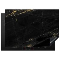 HERDABDECKPLATTE Marmor - Schwarz - Gold - Chic - Marmoroptik - Design Herdabdeckung Induktionsfeld 75x52 cm - Schwarz, Kunststoff (75/52/0.2cm) - MuchoWow