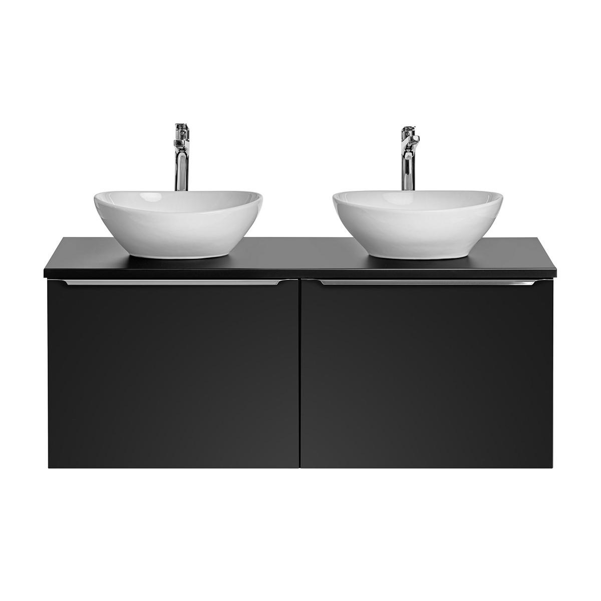 DOPPELWASCHTISCH 120cm Éros Schwarz - Schwarz, Holzwerkstoff (120/48/46cm) - Petits-meubles