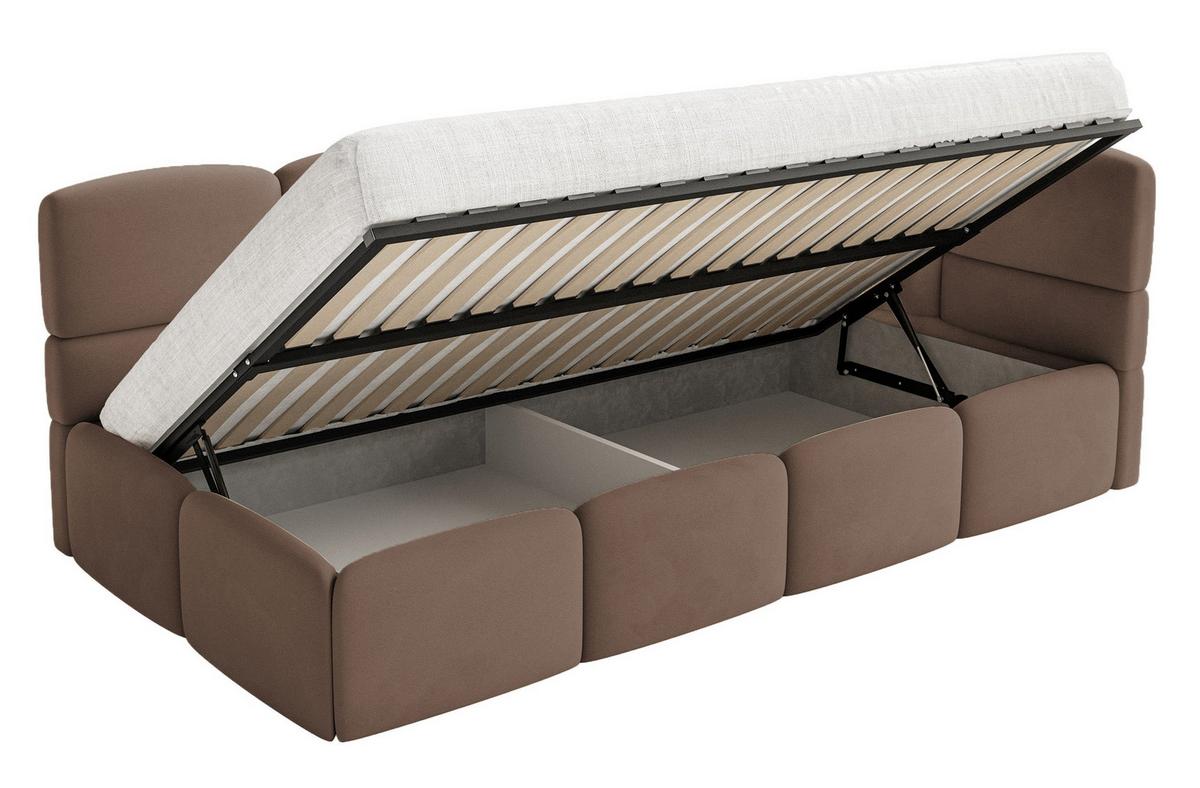 JUGENDBETT Cloudy Braun 120 cm, Easy-Clean-Velours - Schwarz/Braun, Kunststoff/Textil (120/200cm) - Selsey