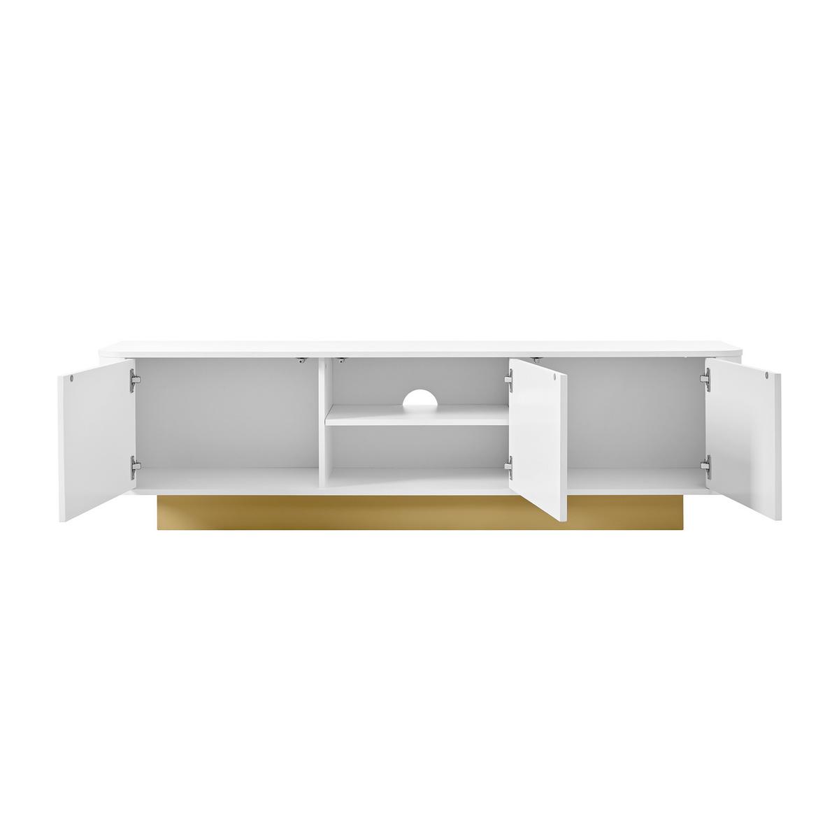 TV LOWBOARD weiß modern 3 türen kabelmanagement - Weiß, Holzwerkstoff (170/47/40.5cm) - Urban Meuble