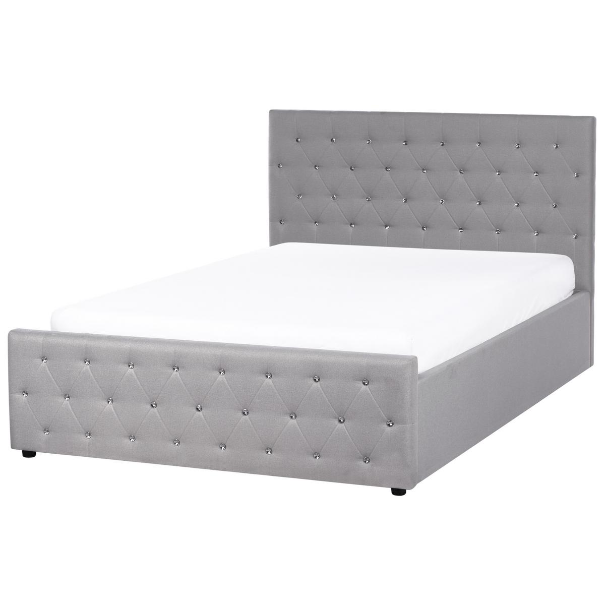 BETT mit Stauraum 140/200 cm Stoff Hellgrau Amiens - Hellgrau, Textil (140/200cm) - Beliani