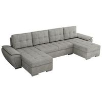 WOHNLANDSCHAFT UMBRIA U Hellgrau Stukture - Hellgrau/Grau, Textil/Metall (336/85/157cm) - MKS
