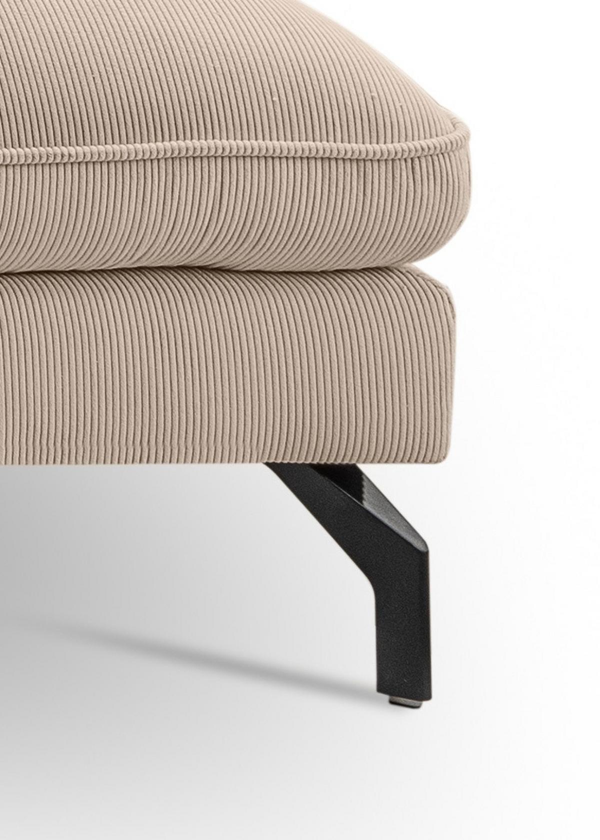 SOFA beige Cord-Stoff 202 x 361 cm, Wohnlandschaft U-Form - Beige/Schwarz, Holz/Textil (361/87/202cm) - Inn.Furn
