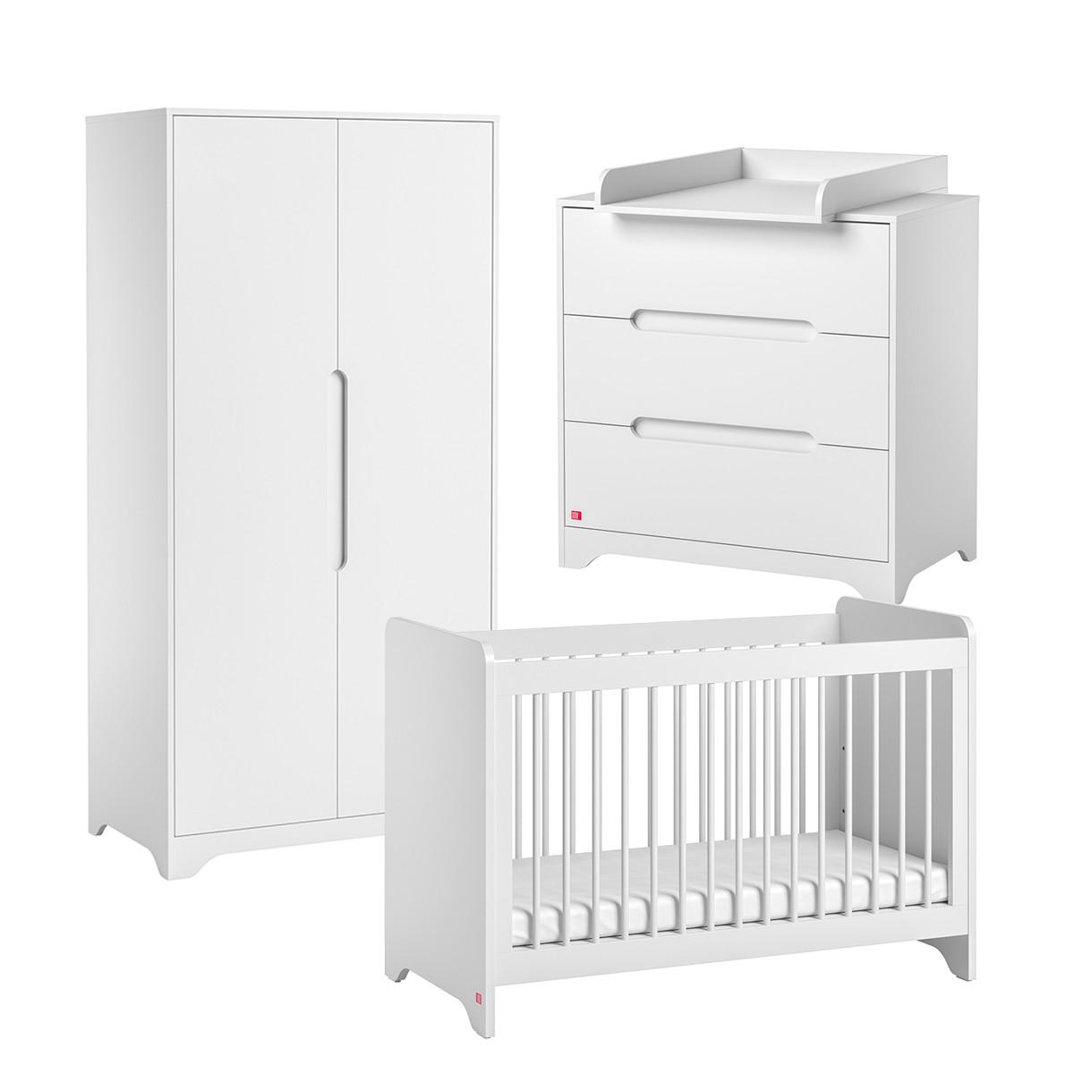 BABYZIMMER 3-teilig Ova Weiß - Weiß, Holzwerkstoff (124.5/86/65cm) - Petits-meubles