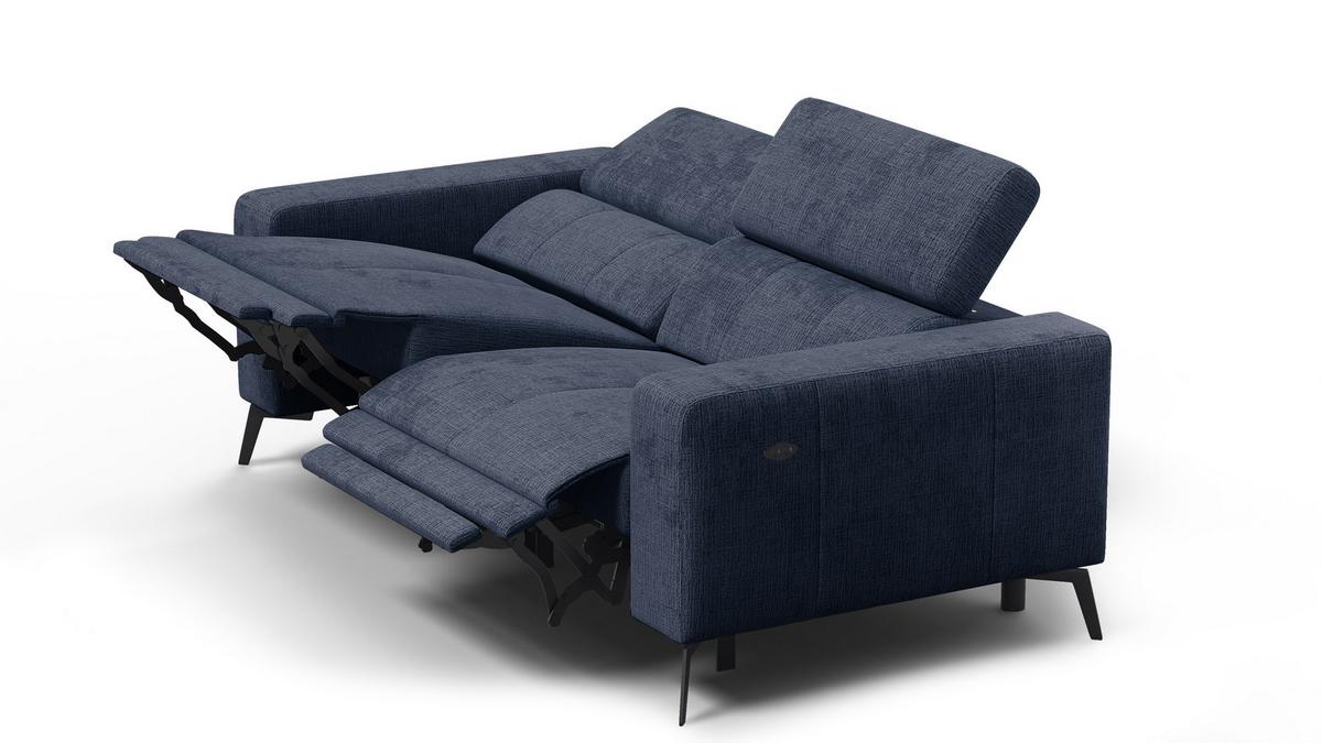 RELAXSOFA MORELLO 3-Sitzer, marineblau, 2 x Relax Zero Gravity - Dunkelblau, Holz/Textil (206/82/103cm) - Wozimo