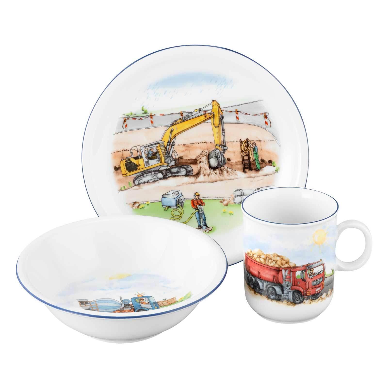KINDERGESCHIRR SET Compact Auf der Baustelle bunt 3-tlg. - Multicolor, Keramik (21.4/20.5/21.4cm) - Seltmann Weiden