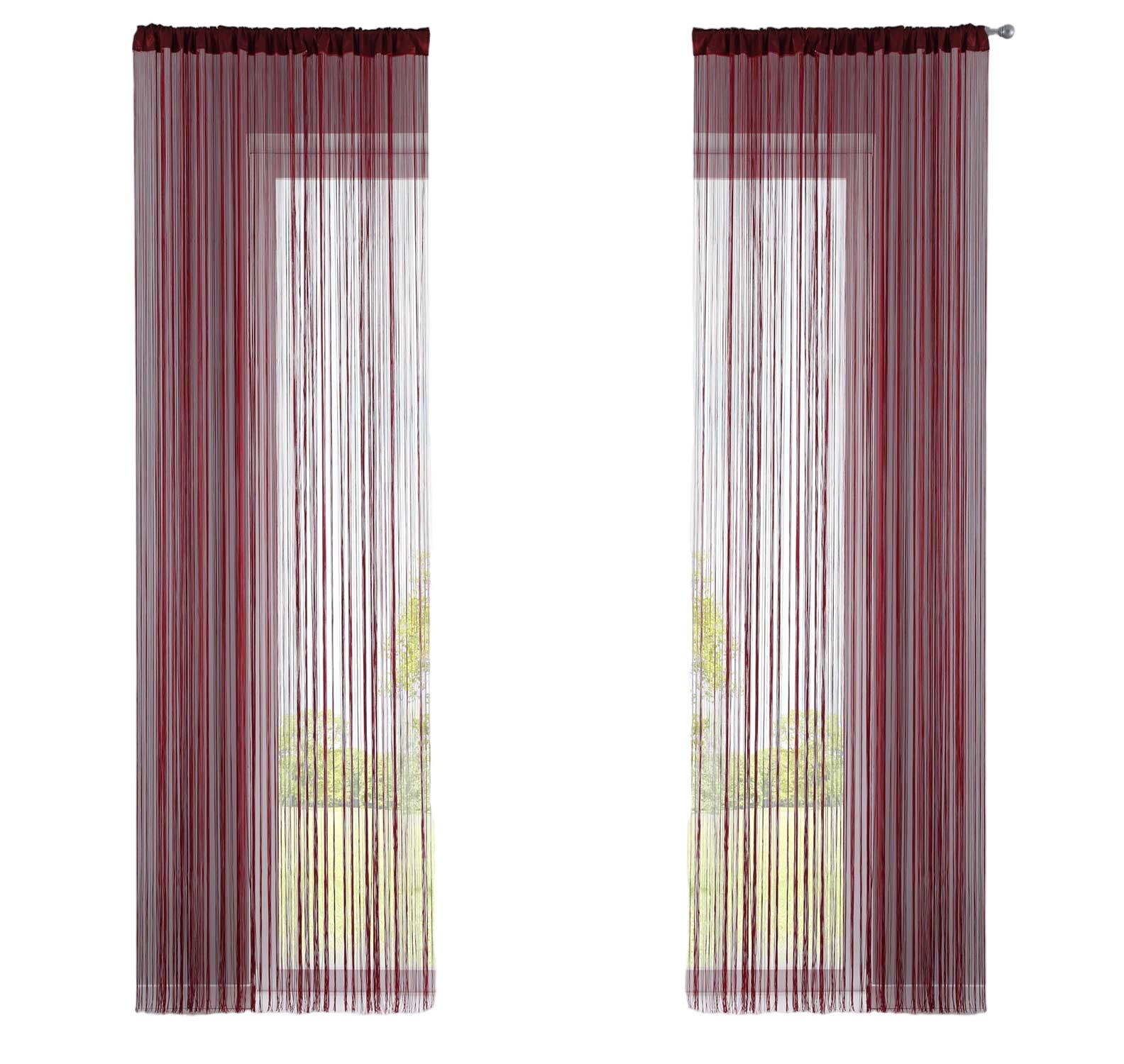 FADENGARDINE 2ER SET HxB 250x140 cm Bordeaux - Bordeaux, Textil (140/250cm) - Gardinenbox