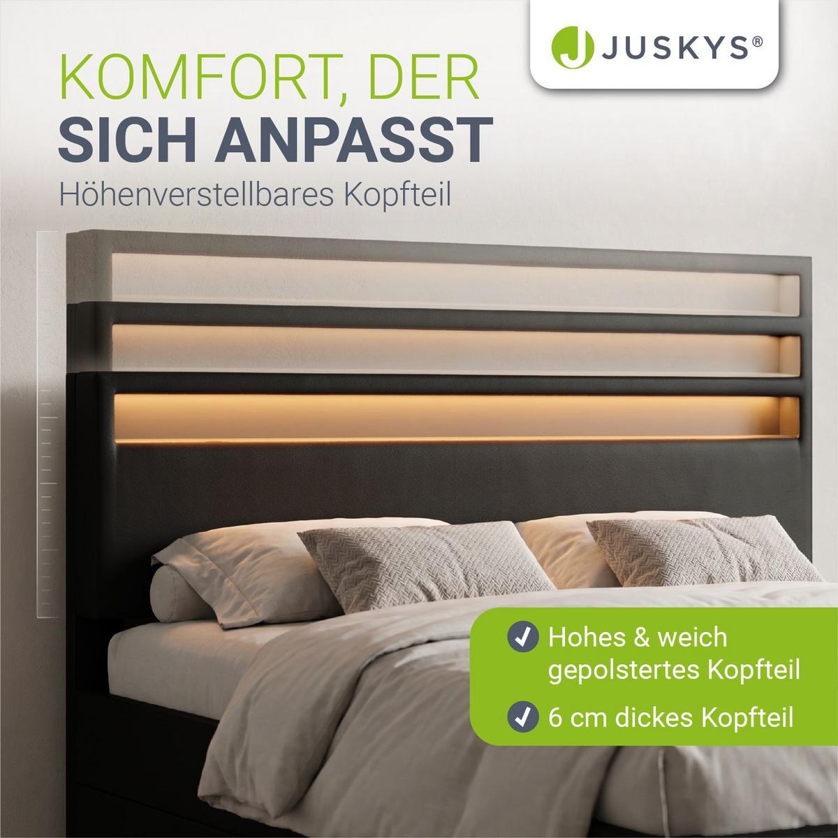 POLSTERBETT Lyon mit Matratze schwarz 180x200cm - Schwarz, Textil (180/200cm) - Juskys