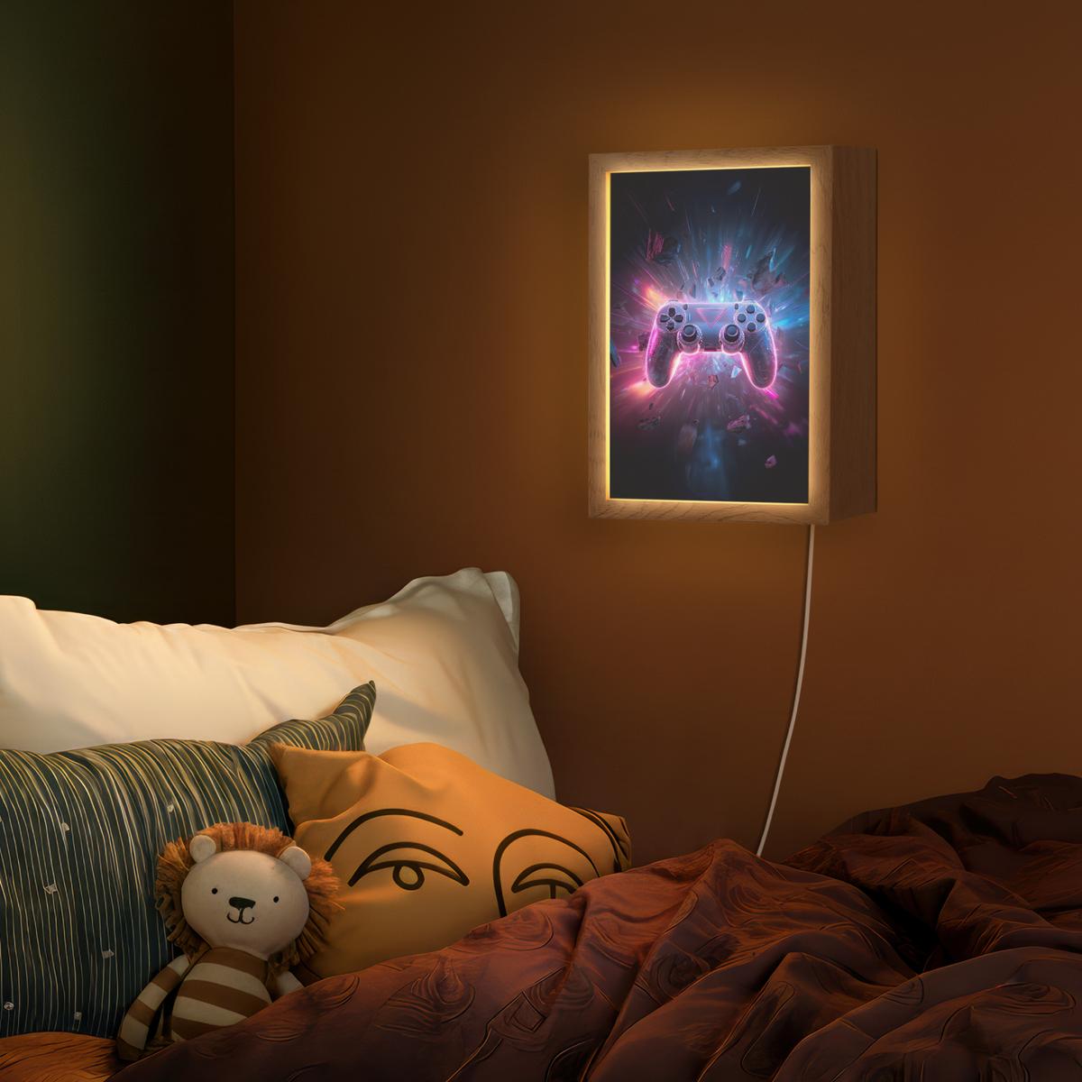 WANDLEUCHTE Controller - Neon - Explosion - Abstrakt 20x30 cm - Violett, Holzwerkstoff (20/30/8cm) - OnlyWow