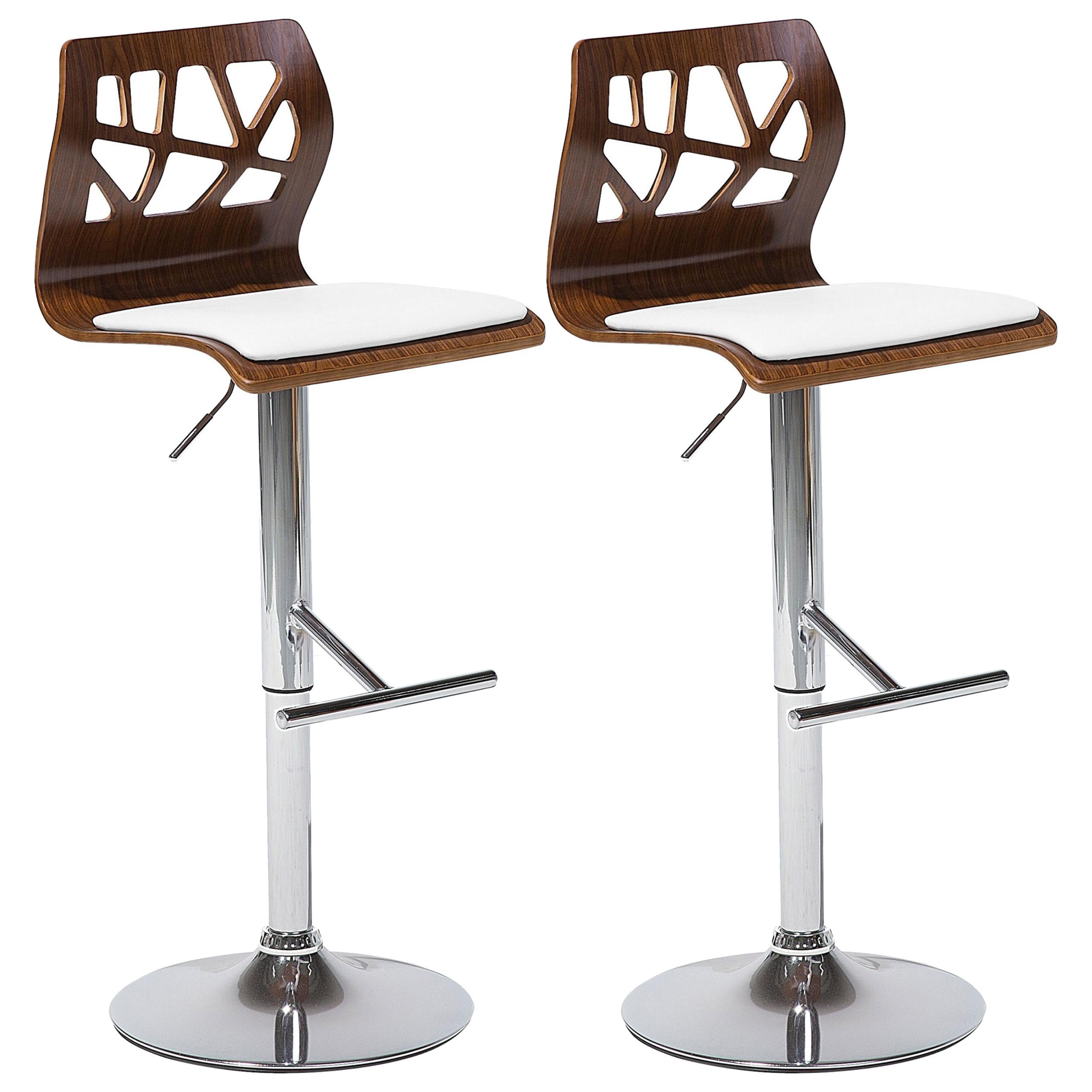 BARHOCKER 2er-Set Braun Petersburg - Silberfarben/Braun, Kunststoff (42/112/42cm) - Beliani