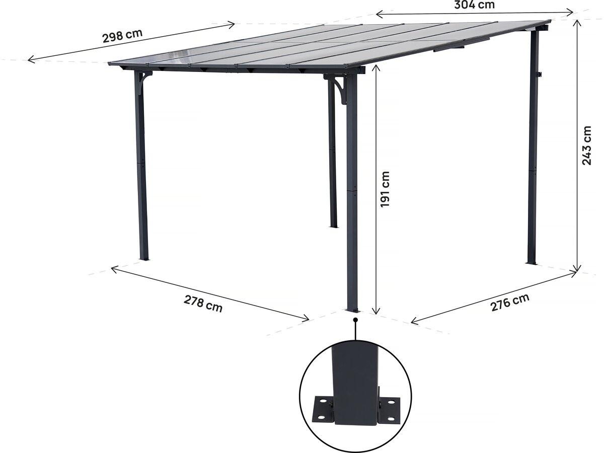 PARTYZELT UND PAVILLON marvin Grau - Grau, Metall (298/243/304cm) - Habitat Garten