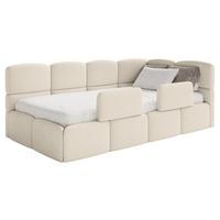 JUGENDBETT Cloudy rechts mit Rausfallschutz Bouclé Hellbeige - Ecru, Kunststoff/Textil (90/200cm) - Selsey