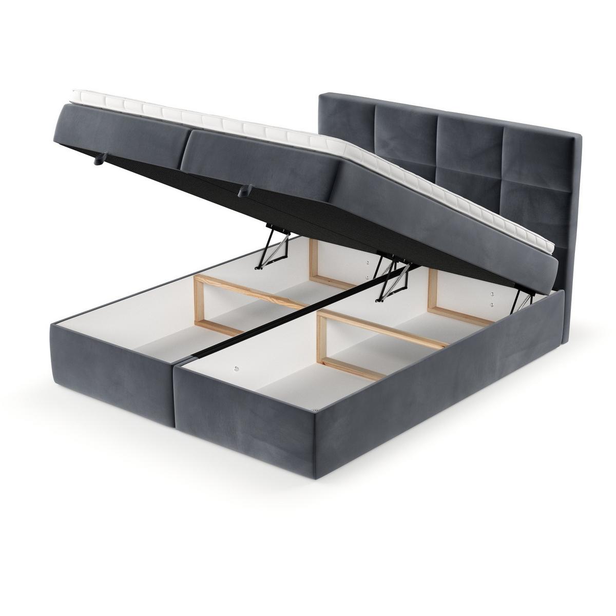 BOXBETT Velto 200/200 cm Dunkelgrau im Kronos Stoff - Dunkelgrau/Schwarz, Holz/Holzwerkstoff (200/200cm) - AltaBeds
