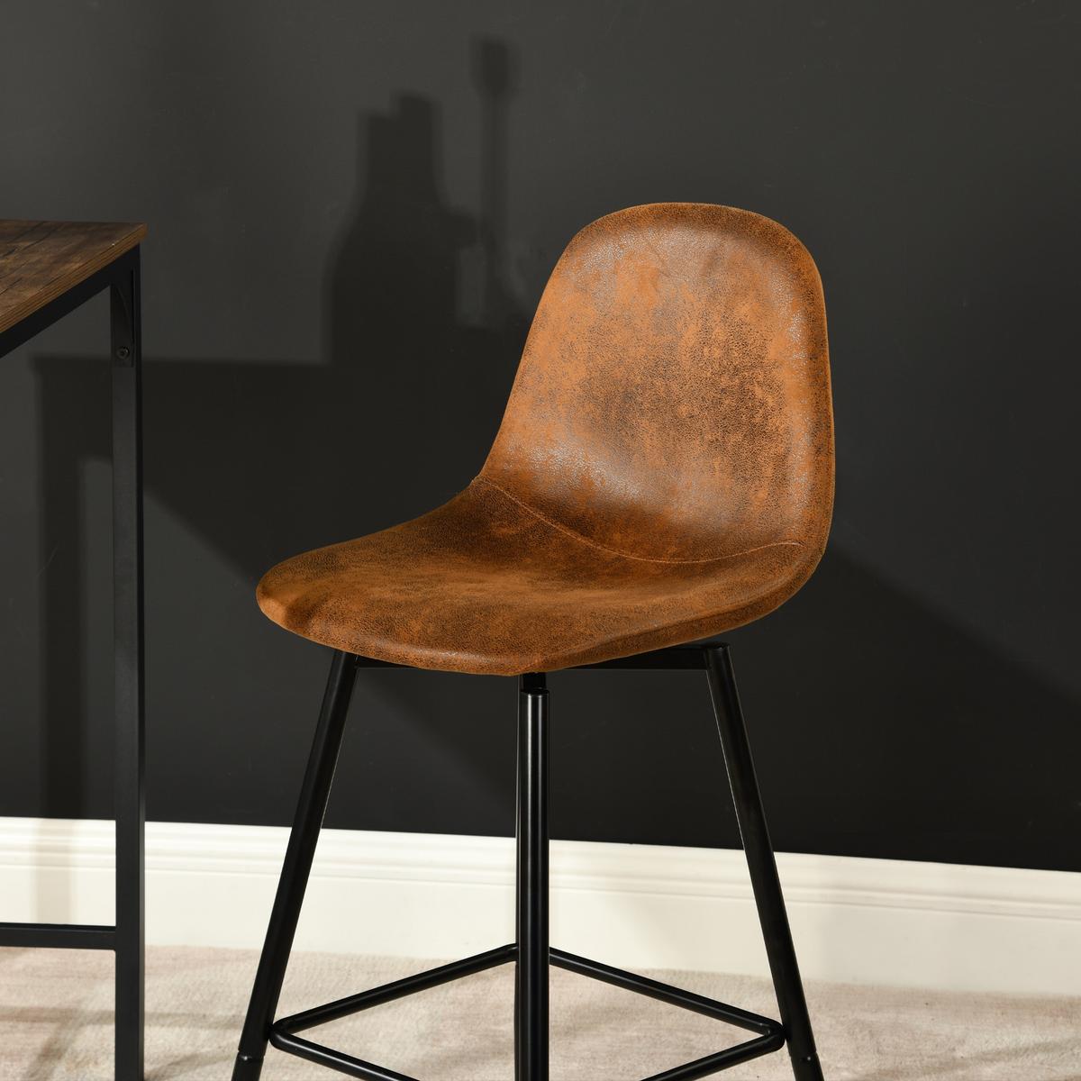 BARHOCKER Drehbare 2er-Set H67 CM - Schwarz/Braun, Textil/Metall (42/97/47cm) - Urban Meuble