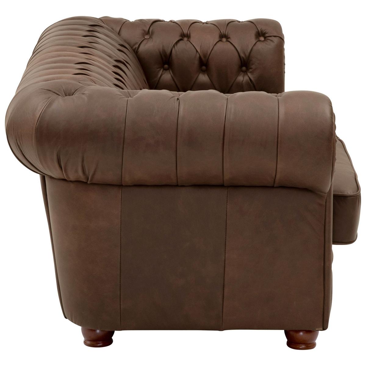 SOFA 3-Sitzer Kalea Echtleder (Antikoptik) braun - Braun, Leder (200/76/98cm) - 58aufmkessel