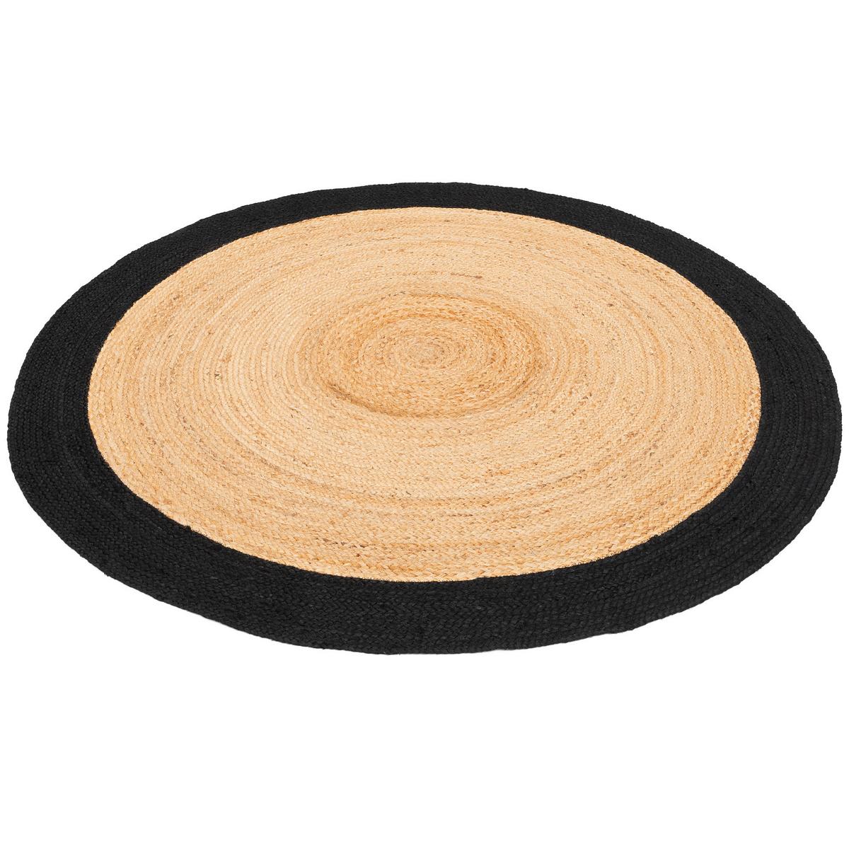 NATURFASER TEPPICH JUTE SALSA BORDÜRE RUND - Beige/Schwarz, Textil (200/200cm) - Pergamon