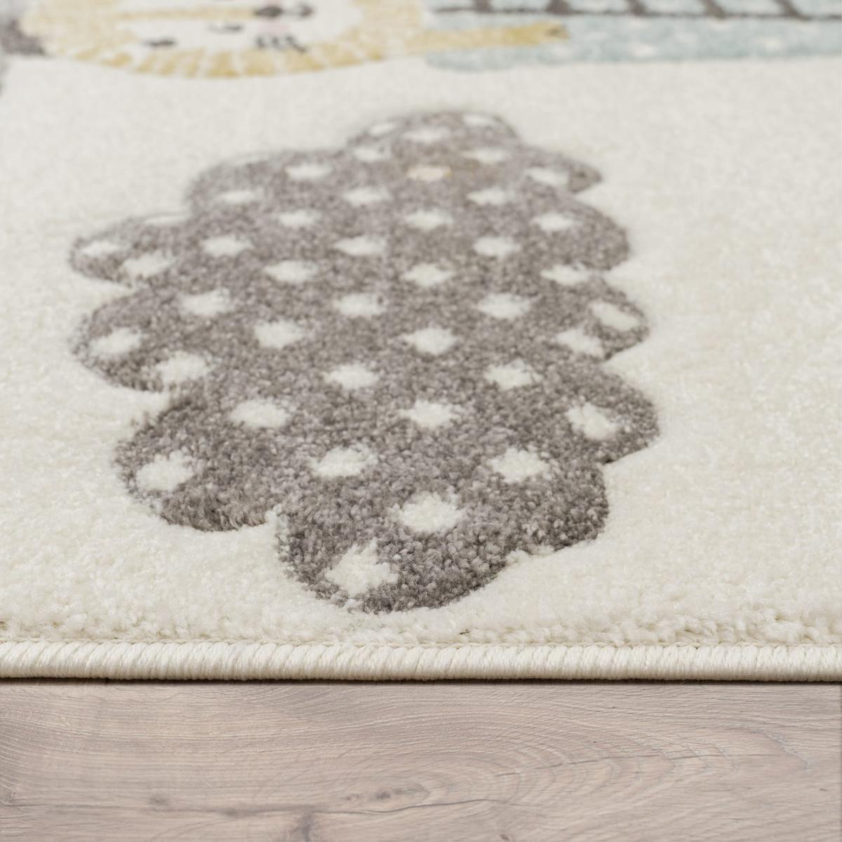 KINDERTEPPICH, mit Ballon- und Tier-Motiv, aus Polypropylen, Creme, Ø 160 cm - Beige, Textil (160/160cm) - KADIMA DESIGN
