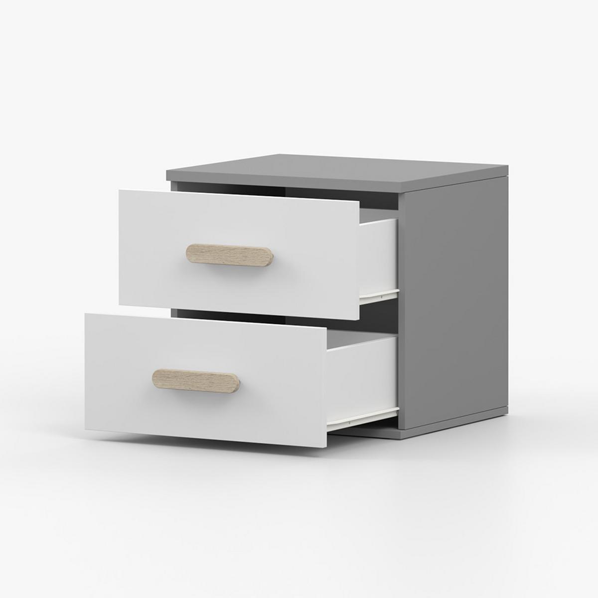 NACHTTISCH JONAS II 22, 55/51/44, 2 Schubladen, grau - Grau, Holzwerkstoff (55/44/51cm) - imoebel24