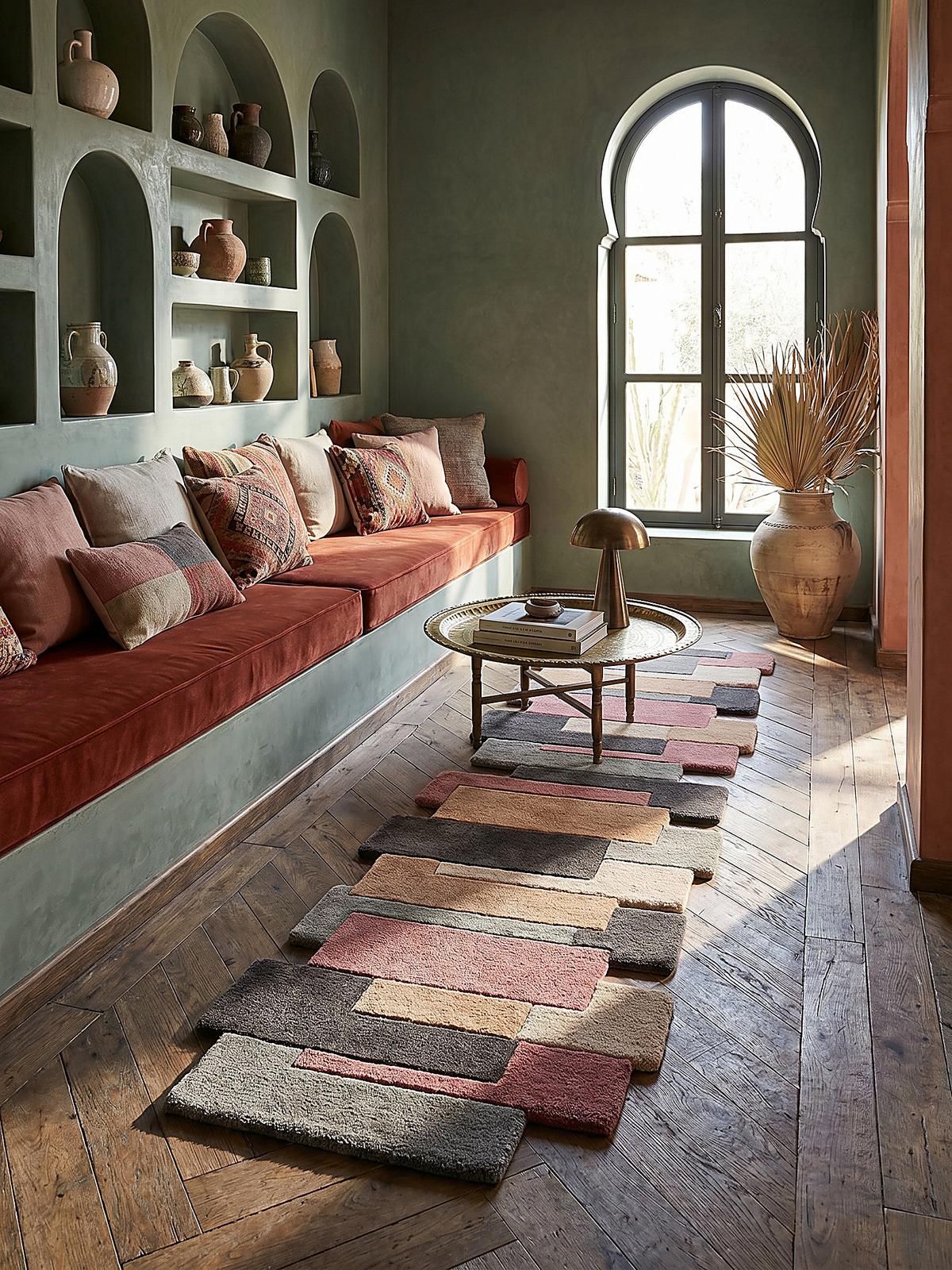 WOLLTEPPICH HALLEIN, geometrisch, Grau-Rosa, 60 x 230 cm - Rosa/Grau, Textil (60/230cm) - KADIMA DESIGN