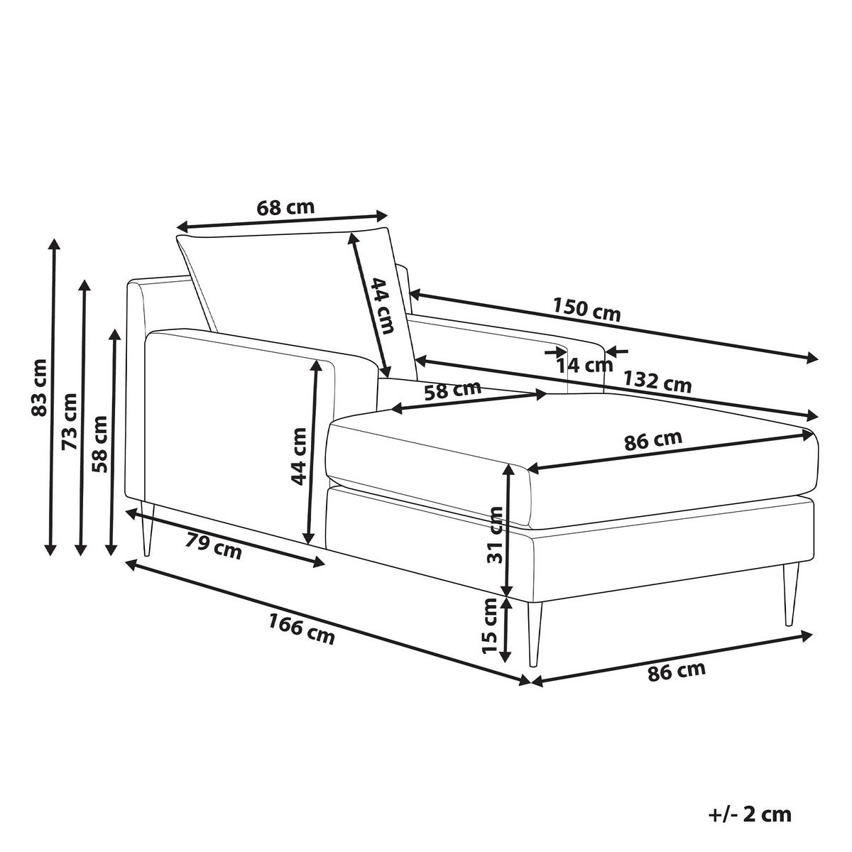 CHAISELONGUE Samtstoff grau/schwarz Gueret - Schwarz/Grau, Textil (88/73/165cm) - Beliani