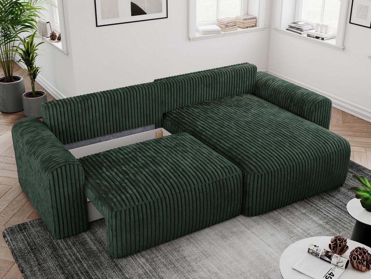 ECKSOFA NELSON Grün Cord - Schwarz/Grün, Kunststoff/Textil (274/152cm) - MKS