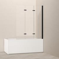 BADEWANNENAUFSATZ 3-teilig faltbar schwarz 120/140 cm - Schwarz, Glas (120/140cm) - EMKE