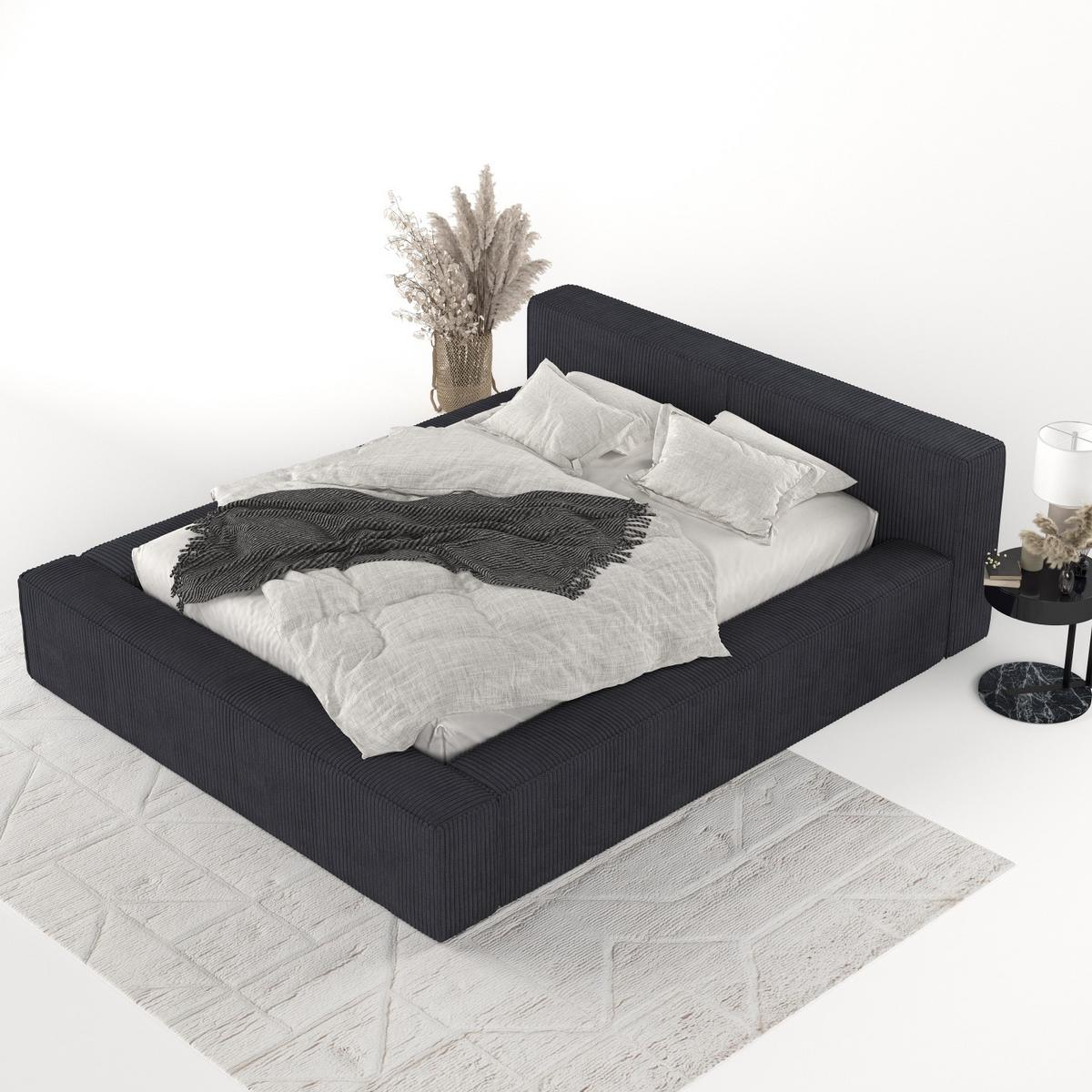 POLSTERBETT Casto mit Stauraum 180/200 cm Anthrazit im Poso Stoff - Anthrazit/Schwarz, Holz/Holzwerkstoff (180/200cm) - AltaBeds