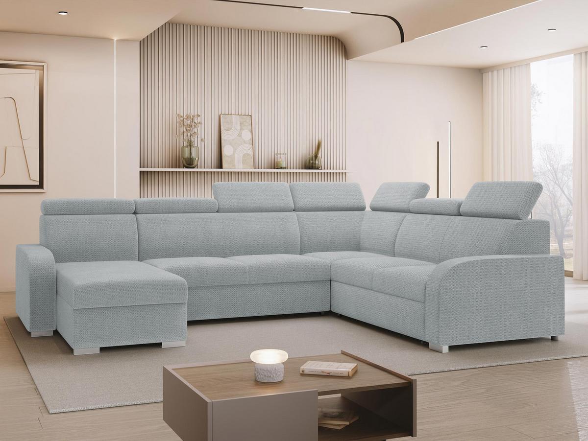 WOHNLANDSCHAFT Oslo 2rR2pLC - Silberfarben/Grau, Holz/Kunststoff (315/85/250cm) - MIRJAN24