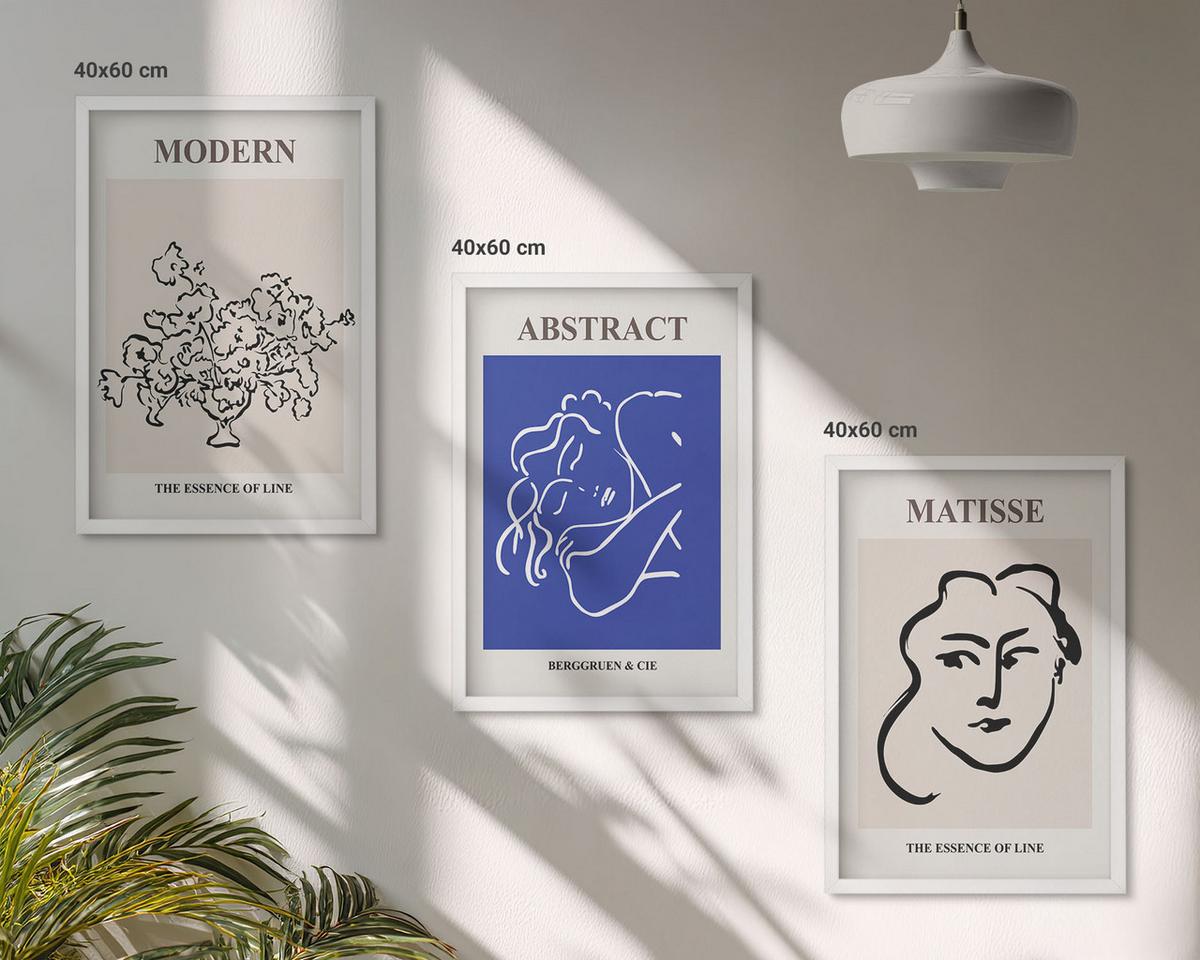 BILDER SET 3er Set - 40x60 cm Weißer Rahmen - Matisses moderne Plakate - Weiß, Kunststoff (40/60cm) - TULUP