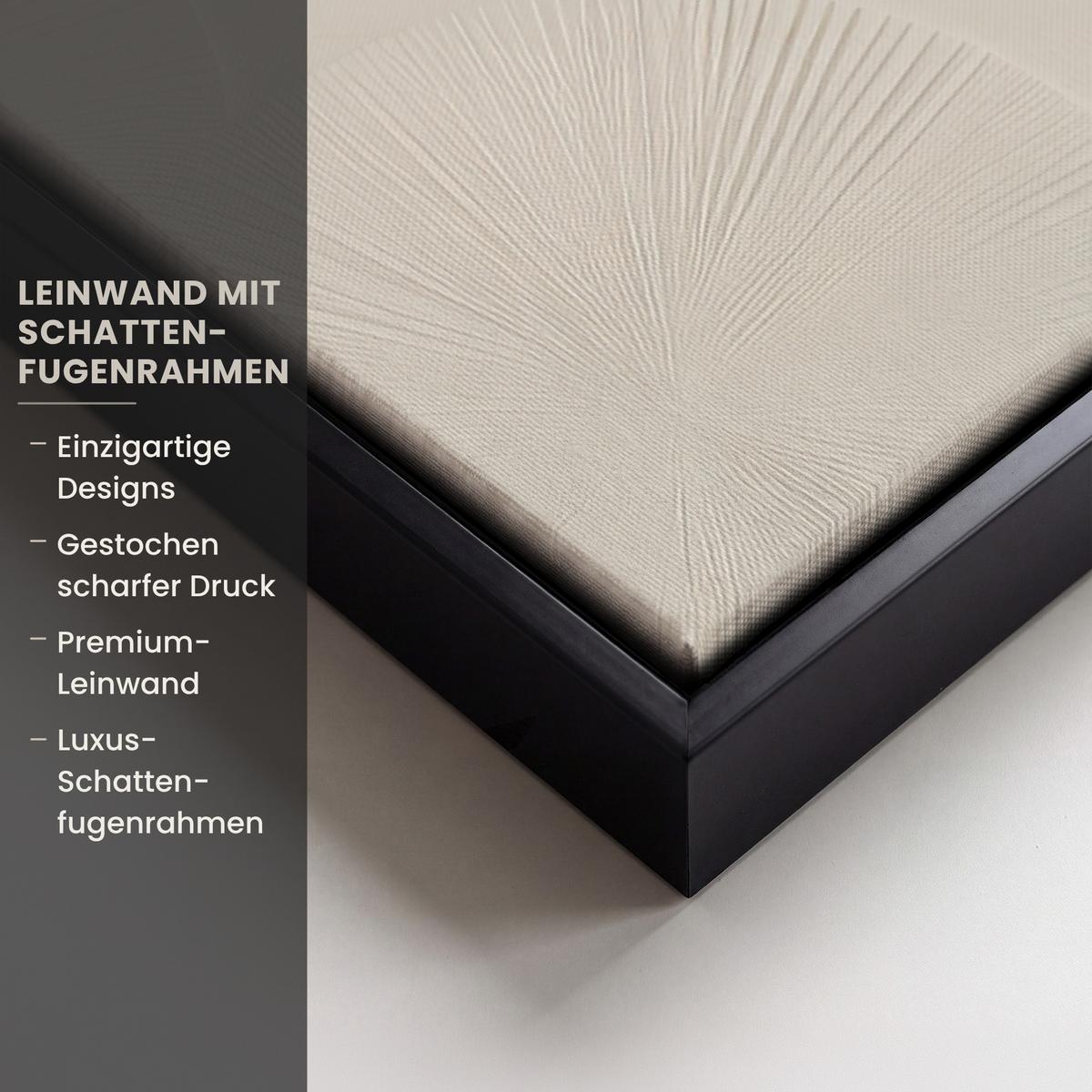 LEINWAND Bilder mit Rahmen - Japandi - Beige - Modern - 100x70 - Ecru, Textil (100/70cm) - MuchoWow