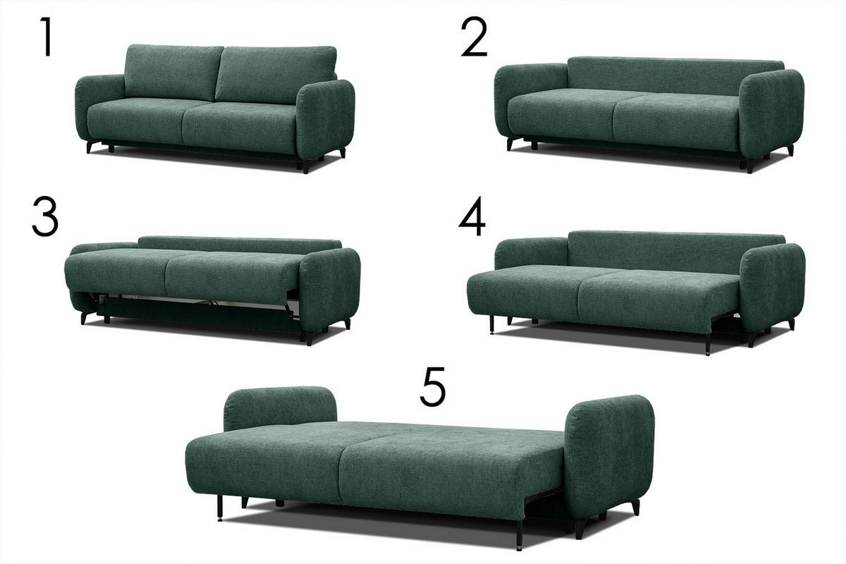 SOFA DRAKE 3-Sitzer mit Schlaffunktion, smaragdgrün - Smaragdgrün/Braun, Holz/Textil (232/90/107cm) - Wozimo