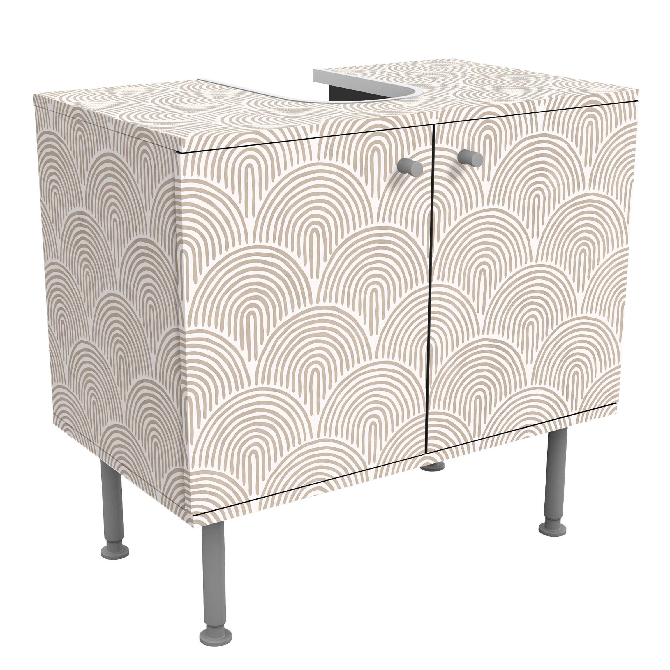 WASCHBECKENUNTERSCHRANK Boho Bogen Muster Beige 60/55/35 cm - Beige, Holzwerkstoff (60/55/35cm) - Bilderwelten