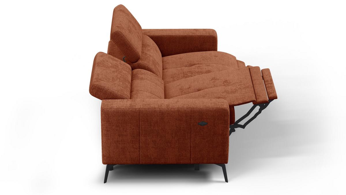 RELAXSOFA MORELLO 3-Sitzer, rostrot, 2 x Relax Zero Gravity - Orange, Holz/Textil (206/82/103cm) - Wozimo