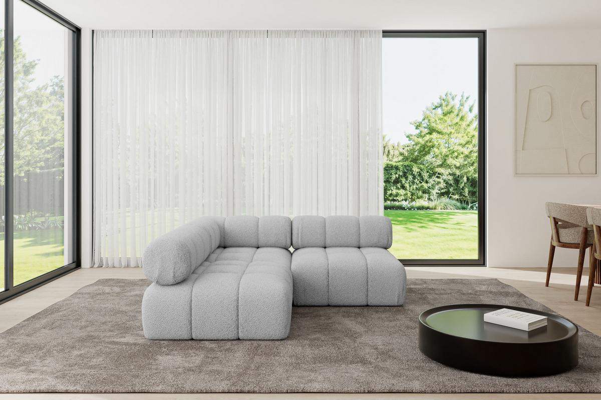 ECKSOFA modulares Sofa Samaro-L1 - 190x190x70 cm Hellgrau Bouclé - Hellgrau, Holzwerkstoff/Textil (190/190cm) - ALTDECOR