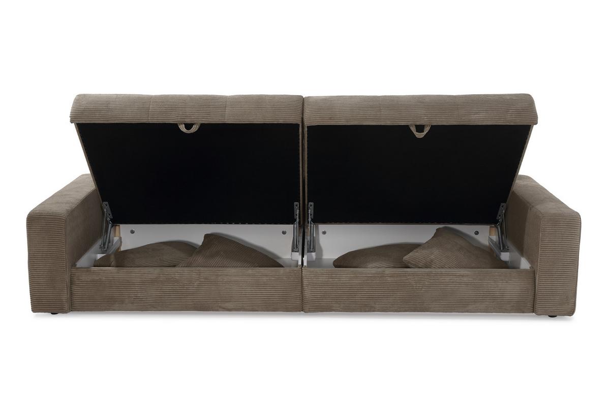 BIG-SOFA mit 2 Bettkästen, viel Stauraum, B274/T113/H84 cm, Liegefläche 103x241 cm, Cord Braun Taupe / 15264 - Schwarz/Braun, Kunststoff/Textil (284/84/113cm) - luma-home