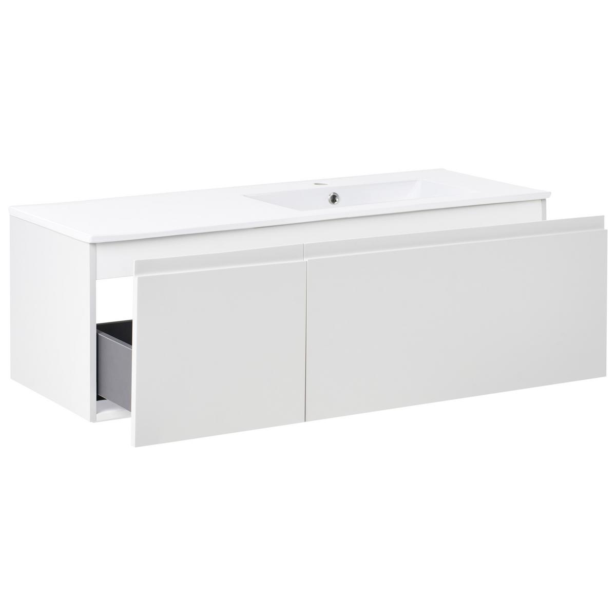WASCHBECKENUNTERSCHRANK wandmontiertk mit Waschbecken Hellgrau Coroico - Hellgrau, Holzwerkstoff (120/38/135cm) - Beliani