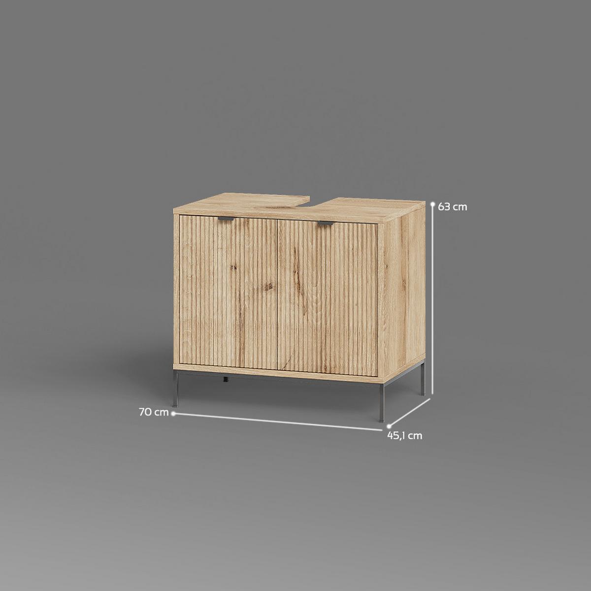 WASCHTISCHUNTERSCHRANK ATERNO Viking Oak 70 x 63 cm mit 2 Türen - Eichefarben, Holzwerkstoff (70/63/45.1cm) - Livinity®