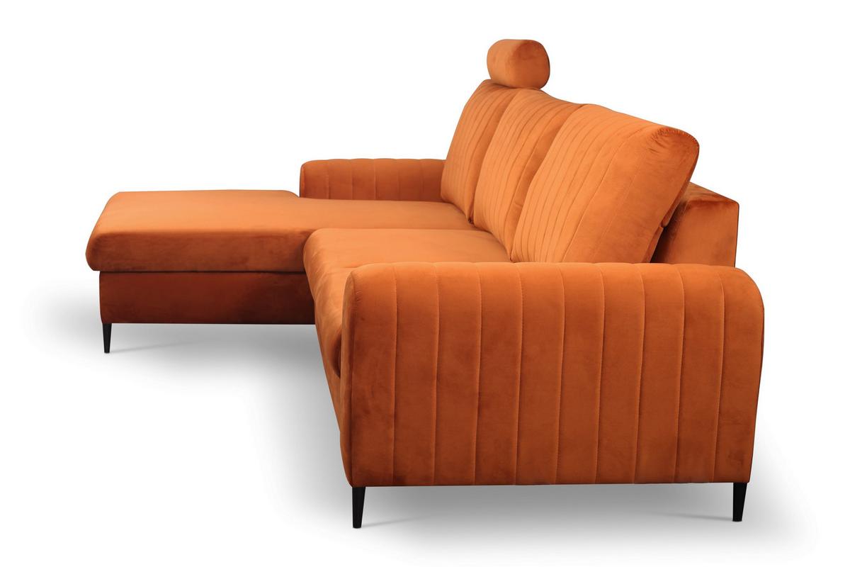 ECKSOFA VERONA L-S Braun Velours-Stoff mit Schlaffunktion - Braun, Holz (251/164cm) - MASSENO