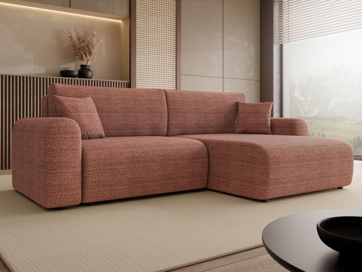 ECKSOFA Floryn L - Schwarz/Rosa, Holz/Kunststoff (245/145cm) - MIRJAN24