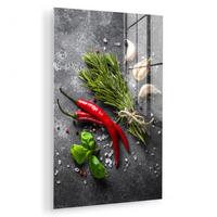 ACRYLGLASBILD Pfeffer - Kräuter - Gewürze - Beton 80x120 cm - Dunkelgrau, Glas (80/120cm) - MuchoWow