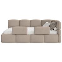 KINDERBETT Cloudy Beige 90x200 cm, Rausfallschutz, Kopfteil rechts, Samt - Beige/Schwarz, Kunststoff/Textil (90/200cm) - Selsey