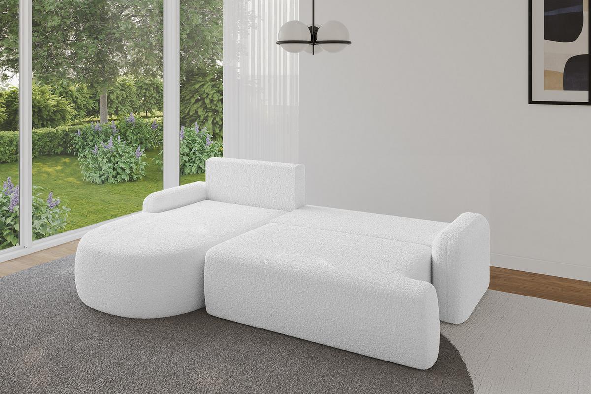 ECKSOFA mit Schlaffunktion und Bettkasten LIRA-L - 264x172x89 Weiß - Weiß, Holzwerkstoff/Textil (264/172cm) - ALTDECOR