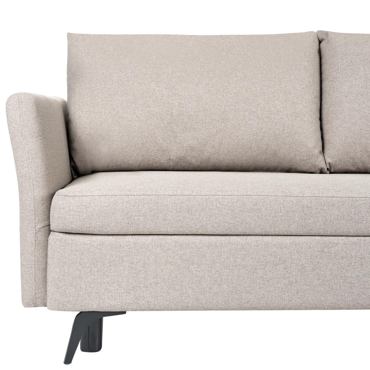 ECKSCHLAFSOFA 3-Sitzer Stoff Beige mit Stauraum linksseitig Koge - Beige, Textil (281/93cm) - Beliani