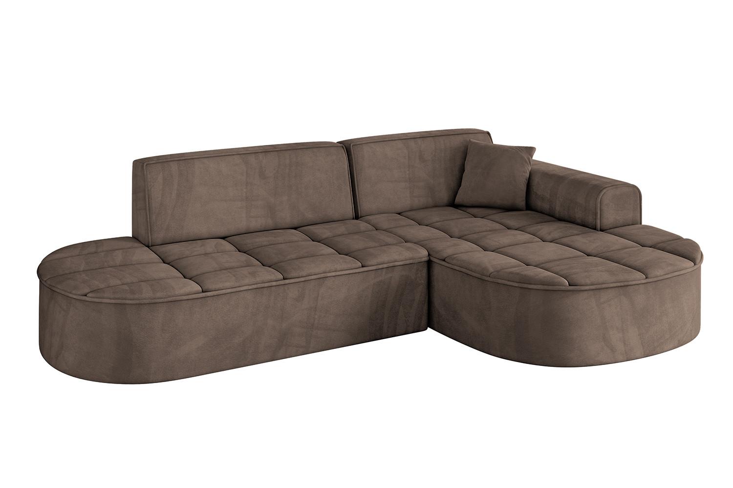 ECKSOFA Ottomane Rechts TARO-L1 - 243x171x79,5 cm Braun - Braun, Holzwerkstoff/Textil (243/171cm) - ALTDECOR