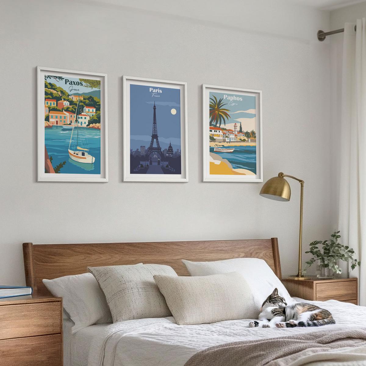 BILDER SET 3er Set - 40x60 cm Weißer Rahmen - Küstenstädte und Architektur - Weiß, Kunststoff (40/60cm) - TULUP